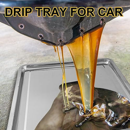 2 Pcs Stainless Steel Oil Drip Pan for Under Car 27.6 x 19.7 Inch - size: 27.56 x 19.69 Inch