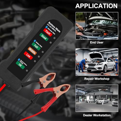 12V car Battery Tester, Alternator Tester Automotive,Battery Checker, Analyzer to Check alternator & Battery Charging System,LED Indication (B) - color: B