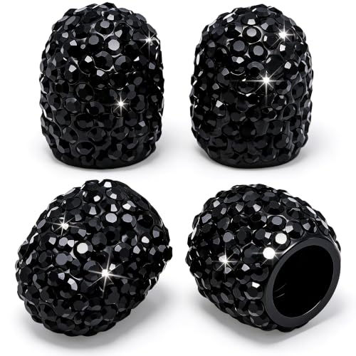 4PCS Bling Crystal Diamond Tire Stem Valve Caps, Dustproof Car Wheel Tire Valve Caps Universal Tire Valve Stem Covers for Cars, SUV, Trucks, Bikes, Motorcycles, Bicycles (Black) - color: Black, size: 4 pcs