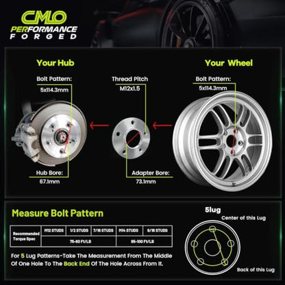 CMO 8mm 5x114.3/5x4.5 Wheel Spacers 67.1-73.1 Hubcentric Bore 2PCS - color: Silver, size: 8mm (2pc)