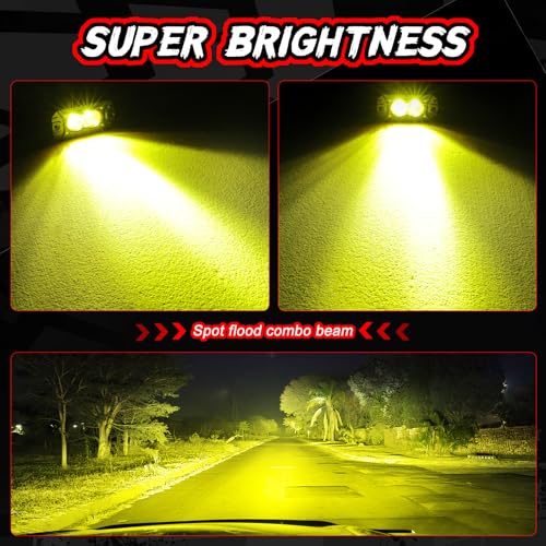 Flush Mount Pod Lights Yellow LED Driving Fog Light Offroad - color: Yellow Flush