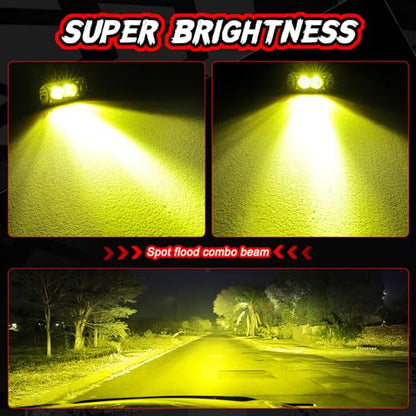 Flush Mount Pod Lights Yellow LED Driving Fog Light Offroad - color: Yellow Flush
