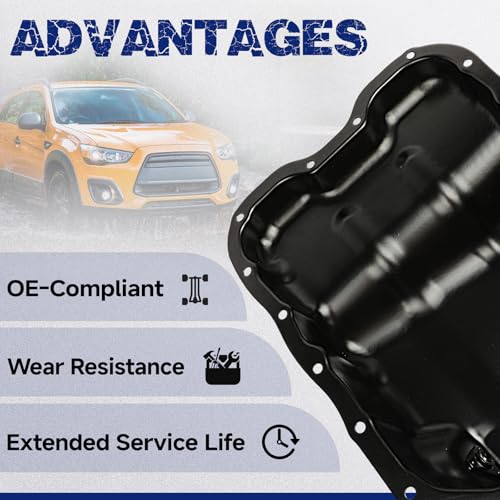 Transmission Oil Pan with Drain Plug, Fit for Mitsubishi Lancer 2008-2012 2.0L, Fit for Mitsubishi Outlander 2006-2012 2.0L, Fit for Mitsubishi ASX 2010-2015 2.0L, OE MN187235 - size: MN187235