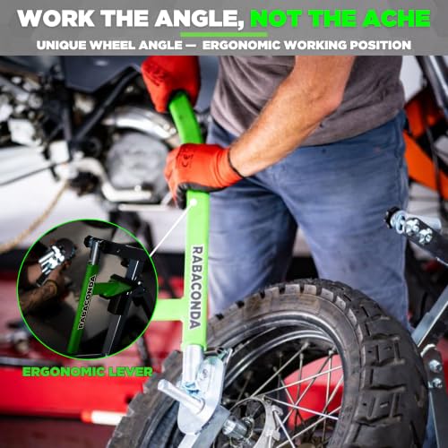 Rabaconda Motorcycle Tire Changer, Street Bike Starter Kit 12-21 in Wheels