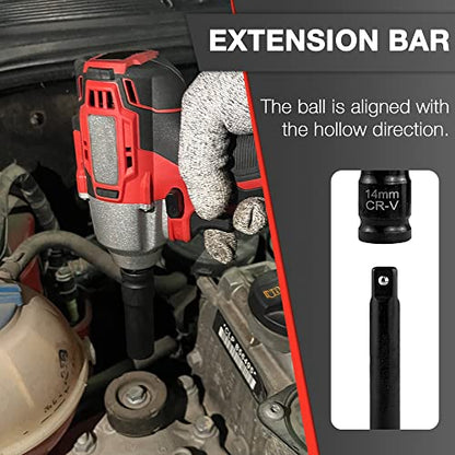 EACELIY 33pcs 1/2" Impact Socket Set (8-22mm), Metric Socket Set, Cr-V Steel, 6 Point Deep & Shallow Sockets, with 5" 10" Extension Bars and 1/2" Universal Joint - size: 1/2" Deep/Shallow Sockets (8-22mm)