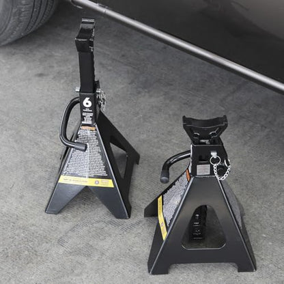 Big RED Jack Stands 6 Ton with Double Locking, 14.2-23.8 inch Adjustable Height for Lifting Cars, SUV, Van, 12000 lb Capacity, 1 Pair - size: 6t double locking black