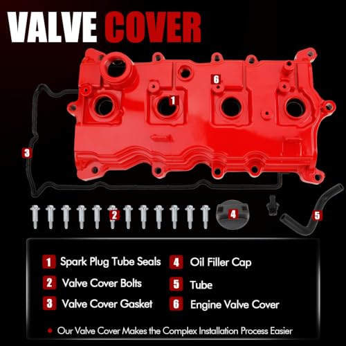 MITZONE Upgrade Aluminum Valve Cover Compatible with 2007-2013 Altima 2007-2012 Sentra SE-R 2.5L Part# 13264-JA00A Red - color: 2007-2013 Altima Sentra Red(Aluminum)