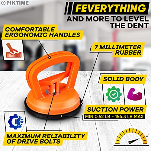 Car Dent Puller, 3 Pcs, One Large 4.6" and Two Small 2.2", Gloves