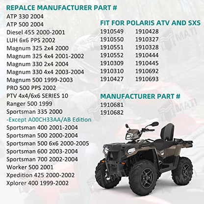 Front Left&Right Brake Caliper Assembly for Polaris ATV Sportsman 335 400 500 600 700 Sportsman 500 6X6 Magnum 330 500 Magnum 325 2X4 4X4 Xplorer 400 Xpedition 425 1910681 1910682