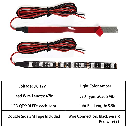 Universal DC 12V 2pc 5.9in Motorcycle LED Turn Signal Light Amber LED Strip Light Bar for Motorcycle Car Scooter ATV UTV Golf cart Front Rear Turning Indicator Lights Blinker Tail Light - size: 2x 9LED Amber Light Bar