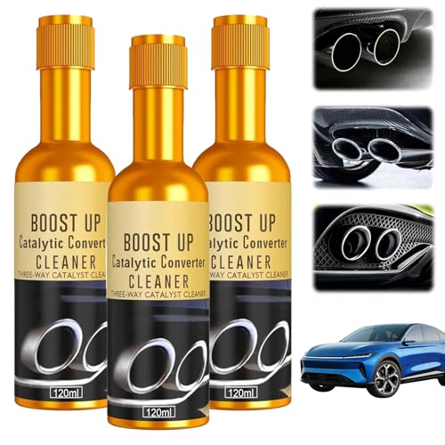 3Pcs Catalytic Converter Cleaner Kit,Boost Up Catalytic Convertor Cleaner,Exhaust System Pipe Carbon Removal Cleaner Treatment Additive Oil,Fuel System Treatment Oil Additive - size: Pack of 3