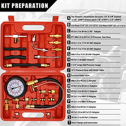 0-140 PSI Automotive Fuel Pressure Tester Kit for Gasoline Engines