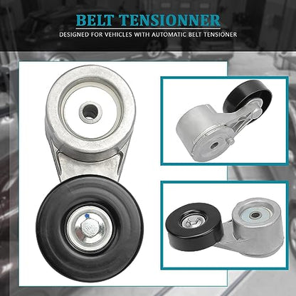 IRONTEK Belt Tensioner Assembly with Pulley Compatible for 1988-1991 Ford E-250 Econoline Club Wagon 1988-1996 E-350 Econoline 1996 Econoline Super Duty #38140 419-332 45860 F5TE6B209CA F5UZ6B209A - size: F5TE6B209CA