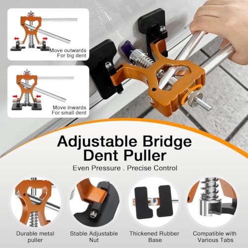 Dent Puller Kit - Paintless Dent Removal Tool with 100W Hot Glue Gun 10 Glue Sticks and 2-in-1 Slide Hammer T-Bar - for Car Body Repair Hail Damage Door Dings and Small Suction Cup - color: Black 01
