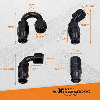 maXpeedingrods 8AN 20FT Fuel Line Kit, 1/2 Braided Fuel Line, Steel AN8 Fittings E85 PTFE Hose Transmission Oil Cooler Line, Coolant Fluid Hose + 10 Pcs 8AN Fittings - size: 8AN