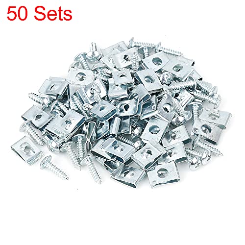 X AUTOHAUX 50 Sets 4.2x16mm U Clip Screw Assortment Car Clips - color: Silver Tone