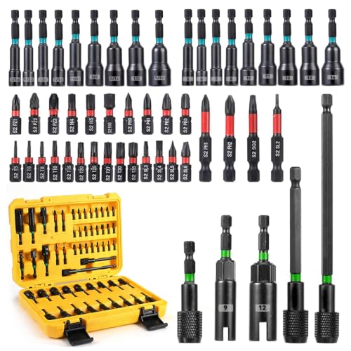 54-Pc Impact Magnetic Nut Driver Set, 1/4" Hex Bits Sockets SAE/Metric - size: 54-Piece