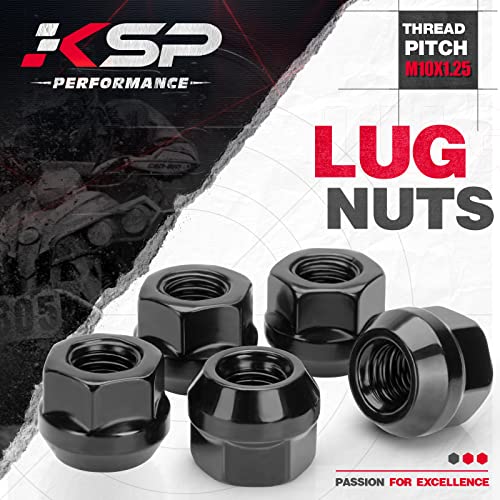 KSP M10x1.25 ATV Lug Nuts for Honda Rancher, 16pcs Black Open End Lug Nuts - color: Black, size: M10X1.25-Hex 17mm