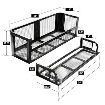 ORCISH Heavy Duty ATV Rear Drop Cargo Basket, 14" W x 41" L x 12.5" H Steel Mesh Rack with Mounting Kit, Universal ATV/UTV Storage Basket for Gear, Camping, Hunting, and Outdoor Use