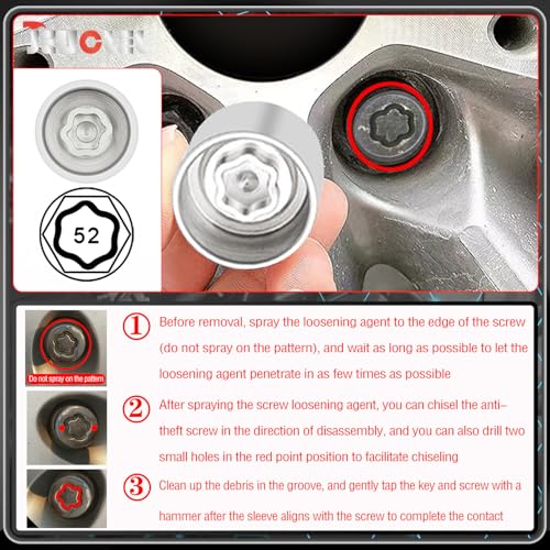 052 Wheel Locking Nut Key Socket for BMW, Socket OD 29mm - ID 25mm - color: Socket 052