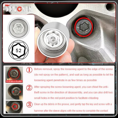 052 Wheel Locking Nut Key Socket for BMW, Socket OD 29mm - ID 25mm - color: Socket 052
