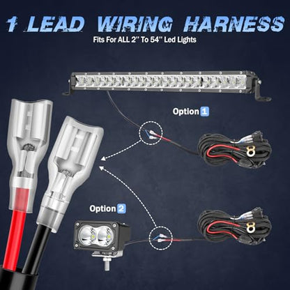 Wiring Harness 1 Lead, Fastchoy Auto 12v Nylon Led Light Bar Wiring Harness Kit with 40A Relay Fuse Rocker Switch for Light Bar Fog Lights Off Road Auxiliary Lights Wire Harness Kit for Truck UTV ATV - style: 1 Lead