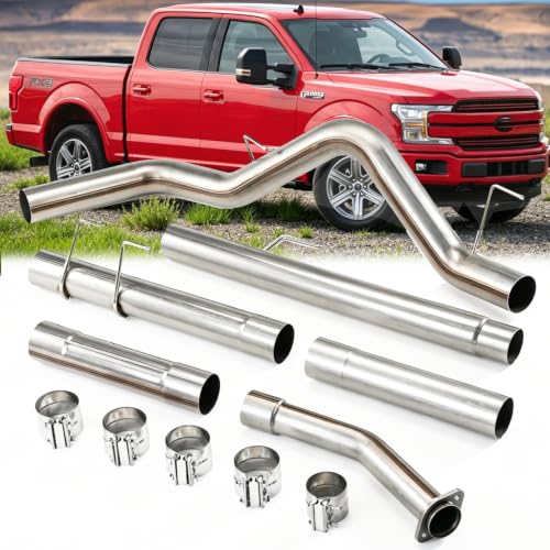 1 Set Stainless Steel Exhaust Pipes for Ford F150 2018-2020 3.0L 4" Powerstroke Diesel - size: for 2018-2020 F150