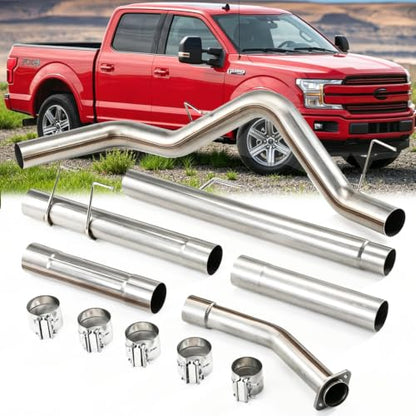 1 Set Stainless Steel Exhaust Pipes for Ford F150 2018-2020 3.0L 4" Powerstroke Diesel - size: for 2018-2020 F150