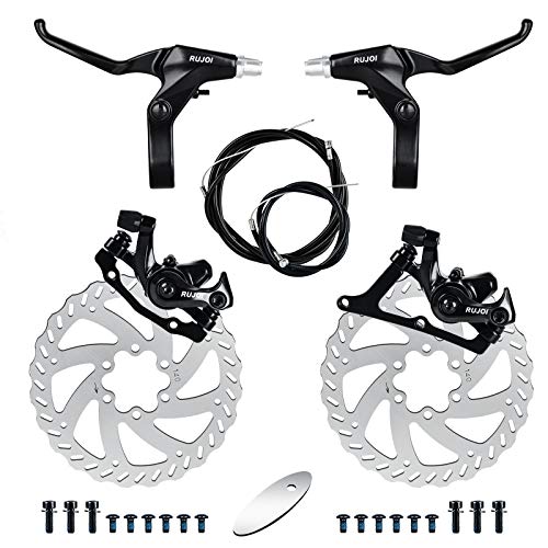 Bike Disc Brake Kit, Aluminum Front and Rear Caliper, Full Aluminum Alloy Bicycle Brake Lever, 140mm Rotor, Mechanic Tool-Free Pad Adjuster for Road Bike, Mountain Bike - color: 140mm Disc brake kit