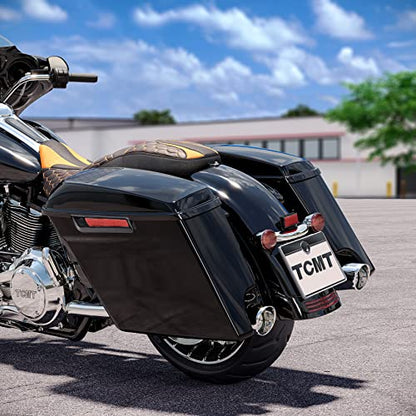 TCMT Black Latches 5" Stretched Extended Saddlebags 6X9" Speaker Lids Fit For Harley Davidson 2014-2024 Touring Road King Road Glide Street Glide Electra Glide FLT FLHT FLHTCU FLHRC - color: Black Latches, size: 5" Stretched(6x9 Spealer Lids)