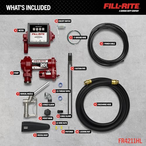 Fill-Rite FR4211HL 12V 20 GPM Fuel Transfer Pump with Standard Mechanical Meter Package, Liters | Gasoline, Diesel, Kerosene, Ethanol & Methanol Blends & Biodiesel - style: Meter (Liters) Package
