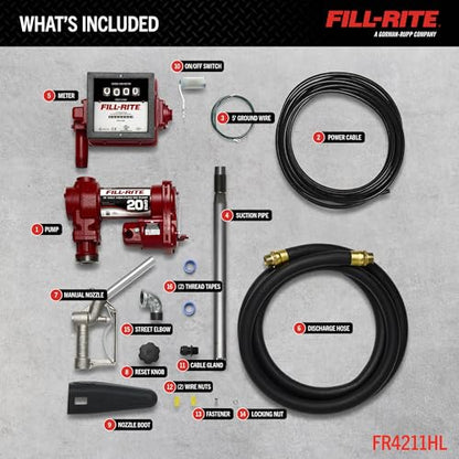 Fill-Rite FR4211HL 12V 20 GPM Fuel Transfer Pump with Standard Mechanical Meter Package, Liters | Gasoline, Diesel, Kerosene, Ethanol & Methanol Blends & Biodiesel - style: Meter (Liters) Package