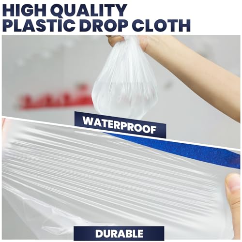 ADHES Painters Plastic with Tape 24 inch x 90 feet x 3 Rolls - size: 24inch