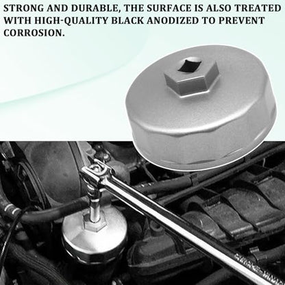 Oil Filter Wrench, Heavy Duty 74mm 14 Flutes Oil Filter Cap Wrenches Removal Tool Compatible with Mercedes Benz, Audi, VW, Porsche, Audi, Mazda, Sprinter Select Mobil1, Bosch, Mahle