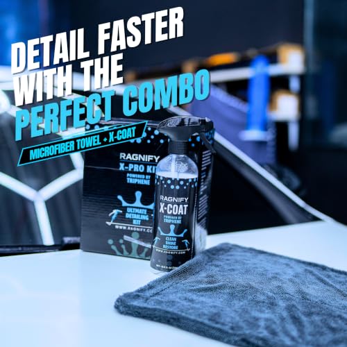 Ragnify- 2 Clay Mitt with Detailing Spray 16oz, Quick Waterless Detailer for Shine, Car Wax for Clay Bar, Gloss & Depth to Paint, Quick Pro Detailer Kit (2 X16 Oz Spray Bottles, 2 Mitts & Towel) - color: Blue Mesh Clay Mitt