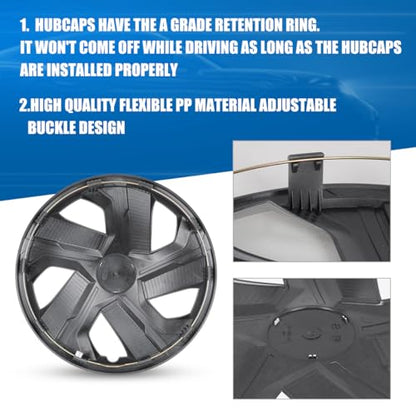 Winjet 16 Inch Premium Universal Hubcaps PP Material Wheel Cover Replacement R16 Hub Caps Universal,Auto Tire Replacement Exterior Cap (16 Inch,Lacquer,Set of 4) - color: Lacquer(5180-B-16), size: 16 inch