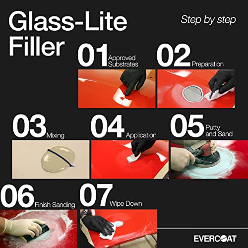 Evercoat Glass-Lite Lightweight Short Strand Reinforced Filler - Waterproof Body Filler - 128 Fl Oz