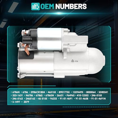 6786 Starter Motor Fit for Chevy Equinox Torrent 2007-2009, Malibu