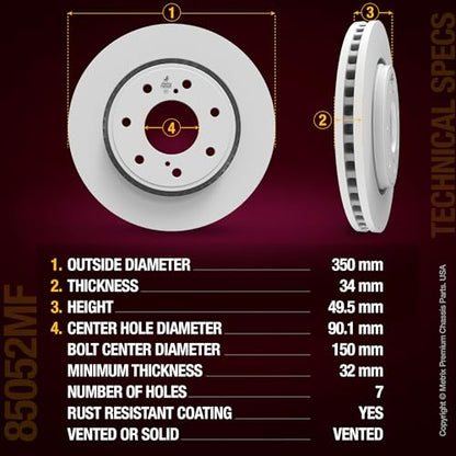 Metrix Premium Chassis Parts 350 mm Front Brake Rotor Kit Fits Ford F-150 - size: 91749MT