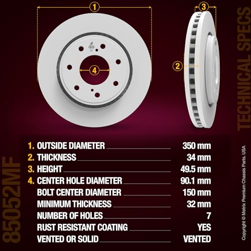Metrix Premium Chassis Parts 350 mm Front Brake Rotor Kit Fits Ford F-150 - size: 91749MT