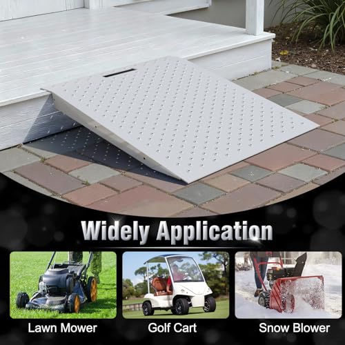 TOCRETOARE Shed Ramp, Heavy-Duty Loading Ramps for Lawn Mower, 29" L x 24" W Curb Ramp with Anti-Slip Punch Plate, 1500 lbs Capacity (29" L x 24" W) - size: 29" L x 24" W