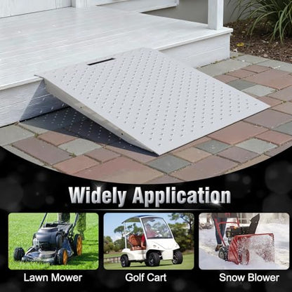 TOCRETOARE Shed Ramp, Heavy-Duty Loading Ramps for Lawn Mower, 29" L x 24" W Curb Ramp with Anti-Slip Punch Plate, 1500 lbs Capacity (29" L x 24" W) - size: 29" L x 24" W