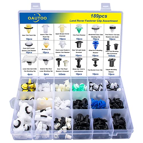 189pcs for Land Rover Body Interior and Exterior Retainer Fastener Clip Assortment 20 Most Popular Sizes & Applications