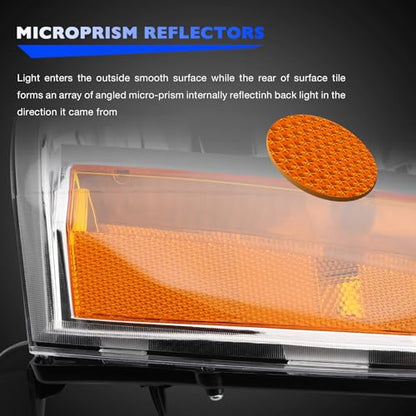 Headlights w/Bulb Compatible with 2007-2014 GMC Yukon & Yukon XL 1500/2500 SLE SLT Base Hybrid, Replaces 15861025 15861026 Front Headlamp Assembly Halogen 2 PCS - size: 07-14 Yukon Amber