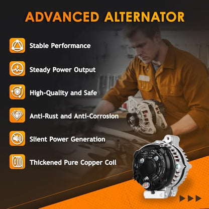 New 3.6L Alternator Fit for Dodge 11-20 Grand Caravan, Town & Country 11-16 - size: 11570N