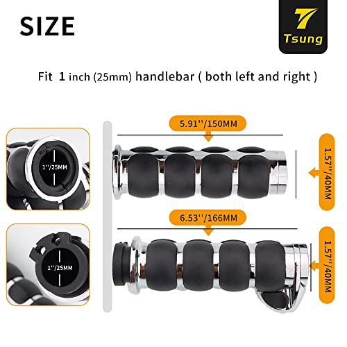 TSUNG Handlebar Grips 1 Inch Motorcycle 25MM Throttle Hand Grip - style: Classic