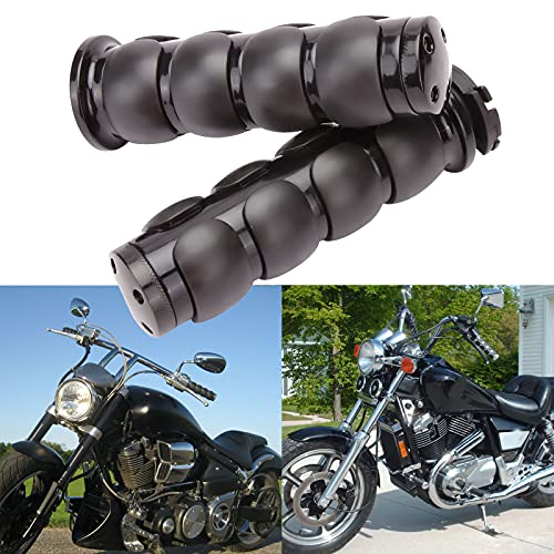 Pair of 1" Dual Black Motorcycle Bar End Hand Grips Handlebar Compatible with Cruisers Harley Yamaha Suzuki - color: Black#1
