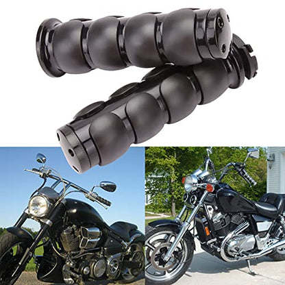 Pair of 1" Dual Black Motorcycle Bar End Hand Grips Handlebar Compatible with Cruisers Harley Yamaha Suzuki - color: Black#1