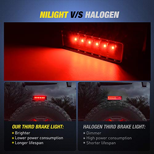 Nilight LED Third Brake Lights High Mount Stop Tail Light with Smoked Lens for 2007-2018 Wrangler JK - color: JK 2007-2017 Third Brake Light