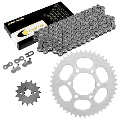 Caltric Drive Chain and Sprockets Kit Compatible With Yamaha TT-R125 TTR125E 2002 2003 2004 2005-2010